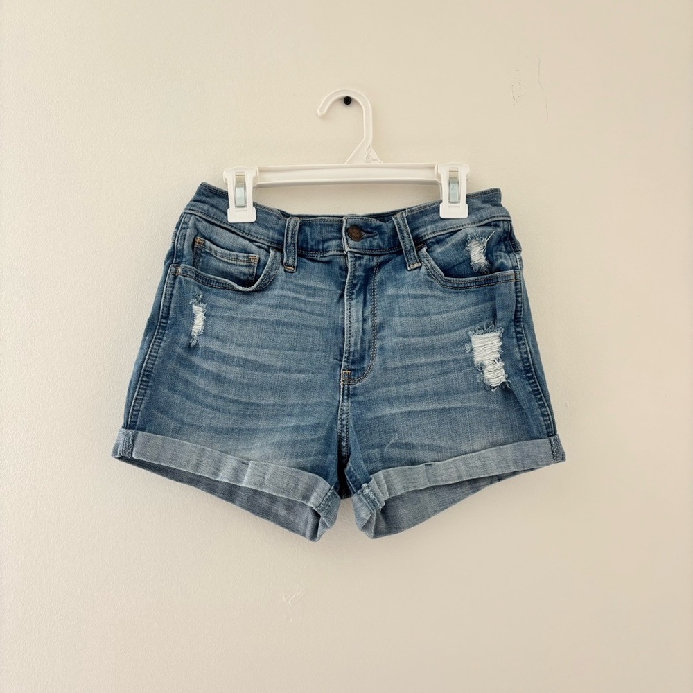 hollister high rise denim shirts